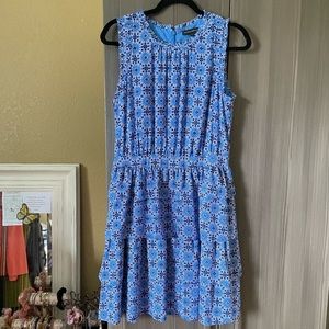 Banana Republic Three Tiered Ruffled Floral Blue Lavender Dress
